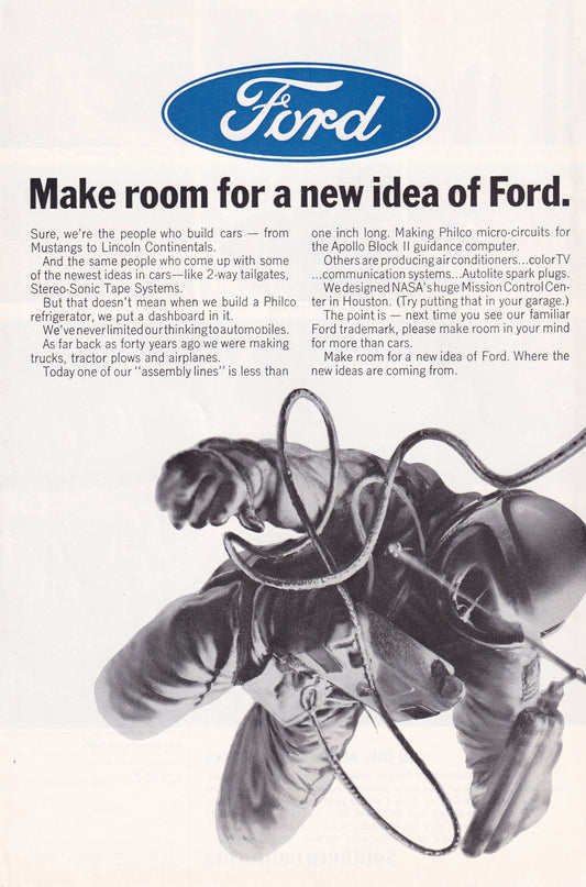 1966 Original Vintage Magazine Ad - Ford Apollo Block II Astronaut